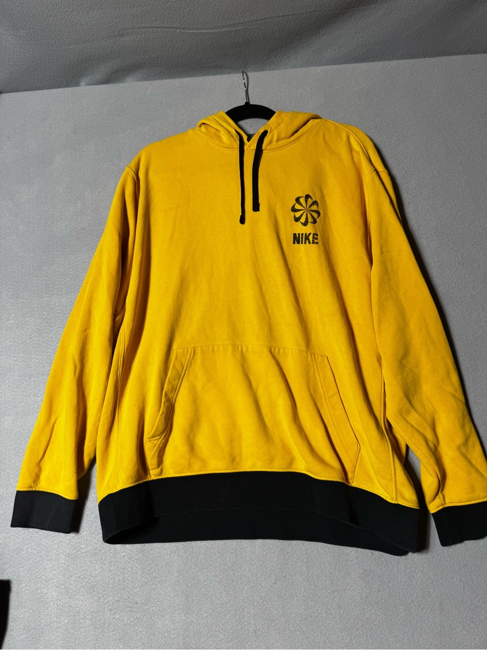 Nike Yellow Hoodie with Black Drawstrings
